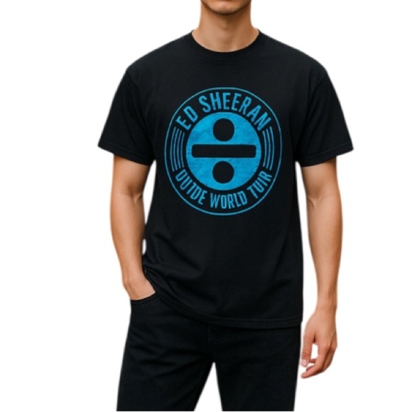 ED SHEERAN Divide World Tour Concert T-Shirt Black North America Cities Dates M - Picture 1 of 12